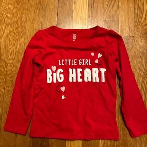 NWOT girls red shirt Valentine’s size 4T